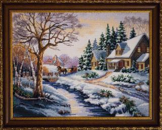Вышитая картина (Embroidered painting) 'Зимний вечер'